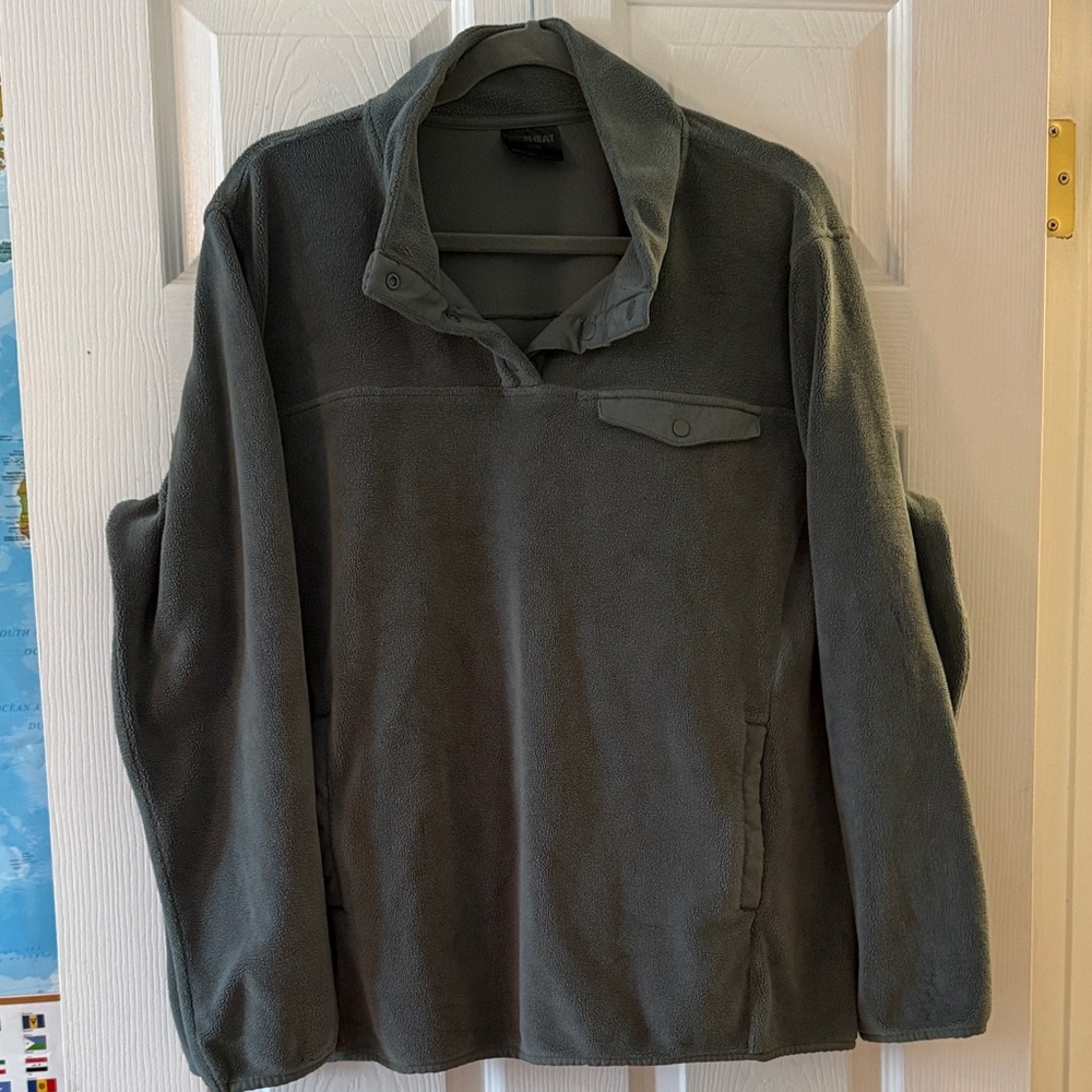 Men's Olive Green Fleece Pullover Jacket